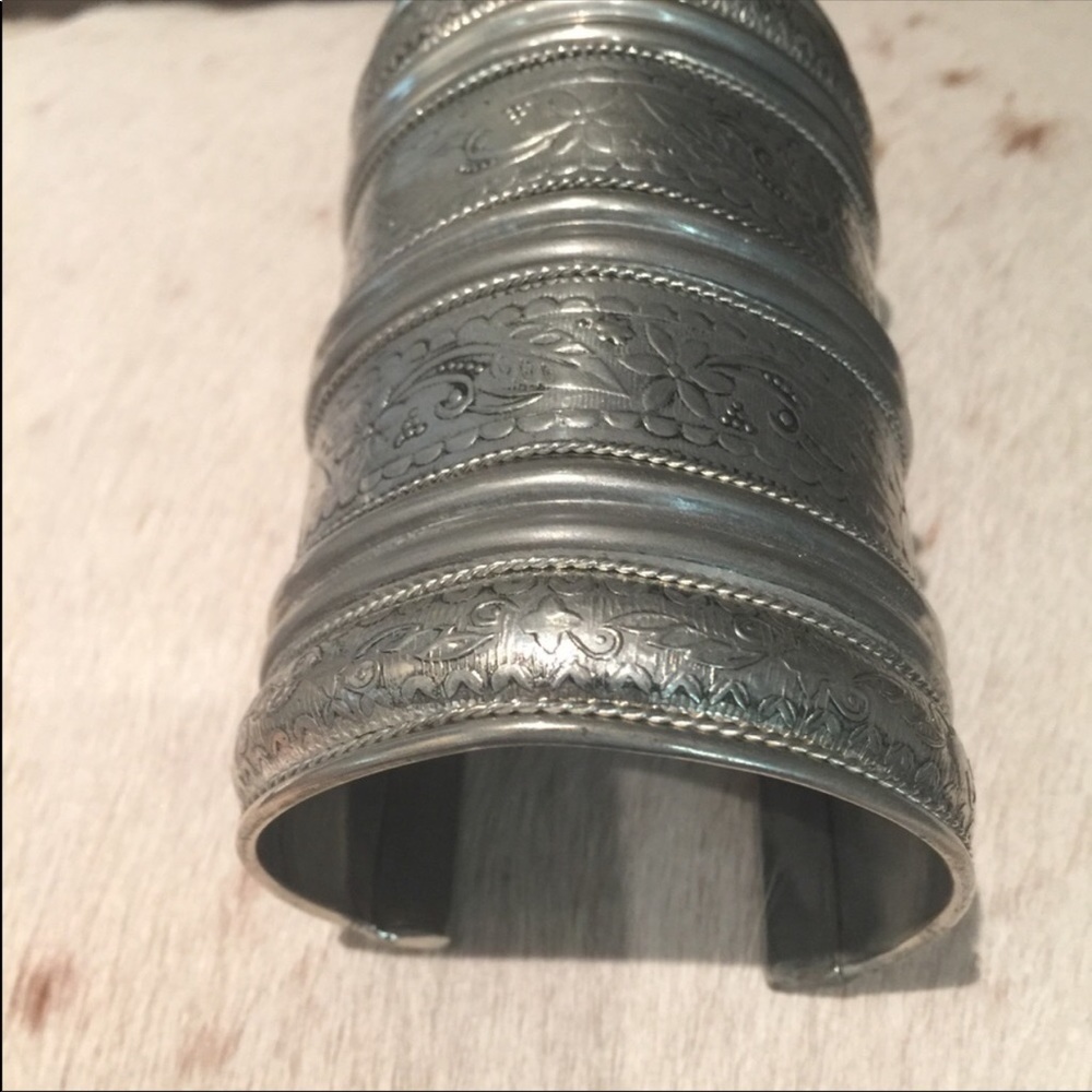 Funky Silvertone Statement Cuff Bracelet - image 5